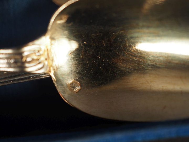 Service à thé de style Louis XV en argent et argent doré 925, poinçon 