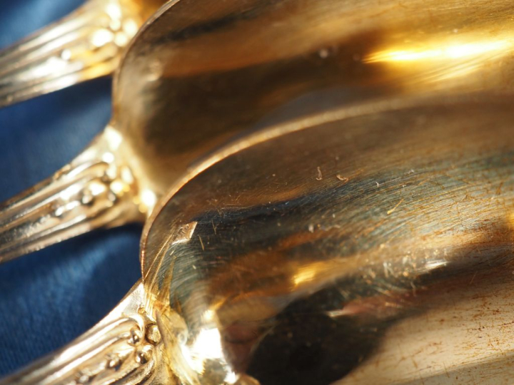 Service à thé de style Louis XV en argent et argent doré 925, poinçon 