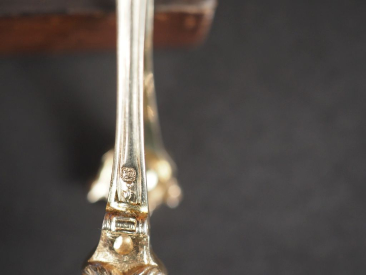 Service à thé de style Louis XV en argent et argent doré 925, poinçon 