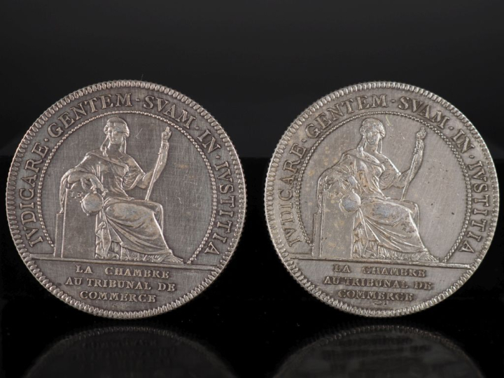 Deux médailles de "La chambre au tribunal de Commerce de Nantes" en ar