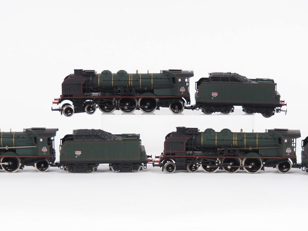 Matériel roulant en HO de marque Jouef lot de 3 locomotives type vapeu