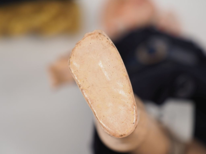 Poupée Bleuette Unis france tête porcelaine  bouche ouverte yeux0 basc