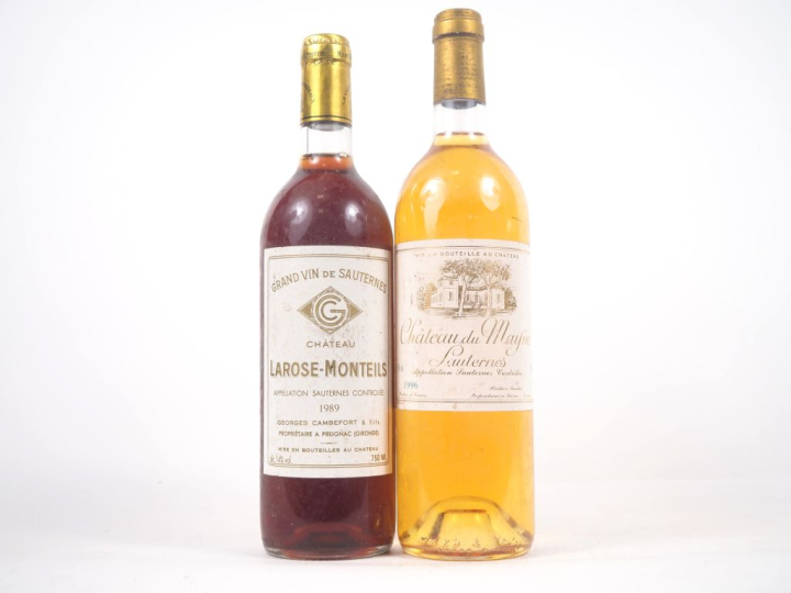 2 BOUTEILLES : 1 CHÂTEAU LAROSE MONTEILS SAUTERNES - 1989 / 1 CHÂTEAU 