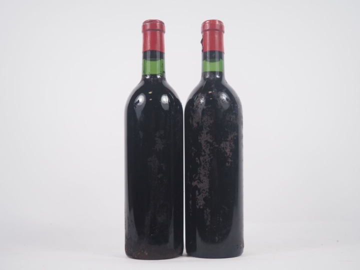 2 BOUTEILLES CHÂTEAU L'ÉVANGILE POMEROL - 1957 - BG/BOUCHONS ÉTAMPÉS/C