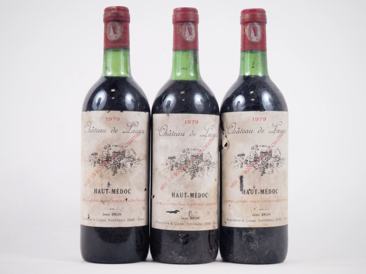 3 BOUTEILLES CHÂTEAU DE LAUGA HAUT MÉDOC - 1979 - 2 LB/1 BG/ES 