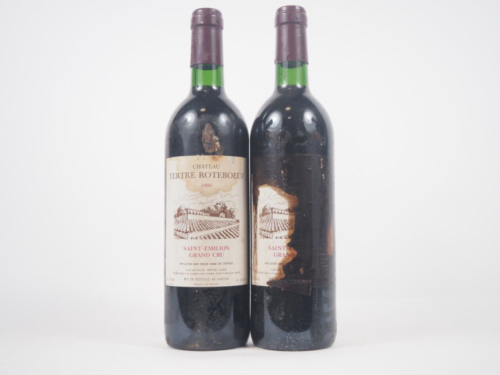 2 BOUTEILLES CHÂTEAU TERTE ROTEBOEUF GC ST ÉMILION - 1990 - ETT