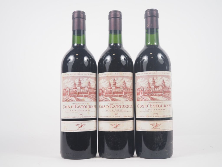 3 BOUTEILLES COS D'ESTOURNEL GCC ST ESTÈPHE  - 1992 - 1 BG