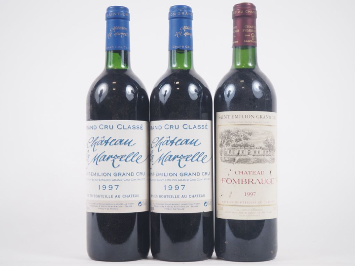 3 BOUTEILLES GCC ST ÉMILION 1997 - BG : 2 CHÂTEAU LA MARZELLLE / 1 CHÂ