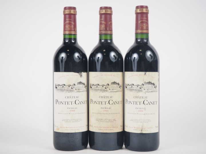 3 BOUTEILLES CHÂTEAU PONTET CANET GCC PAUILLAC - 1999 - ET 