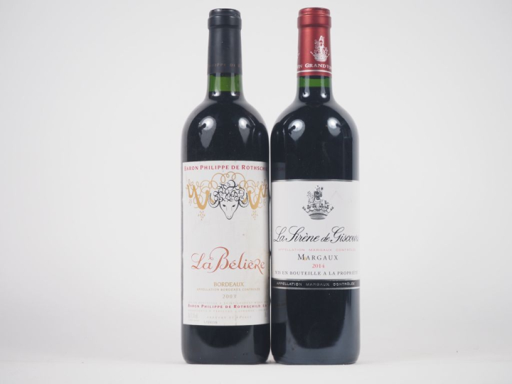 2 BOUTEILLES : 1 "LA BÉLIÈRE" BARON PHILIPPE DE ROTHSCHILD BORDEAUX - 