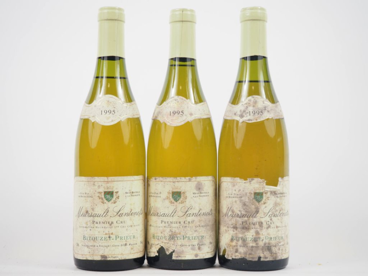 3 BOUTEILLES MEURSAULT SANTENOTS 1er CRU BITOUZET PRIEUR - 1995 - 2 à 
