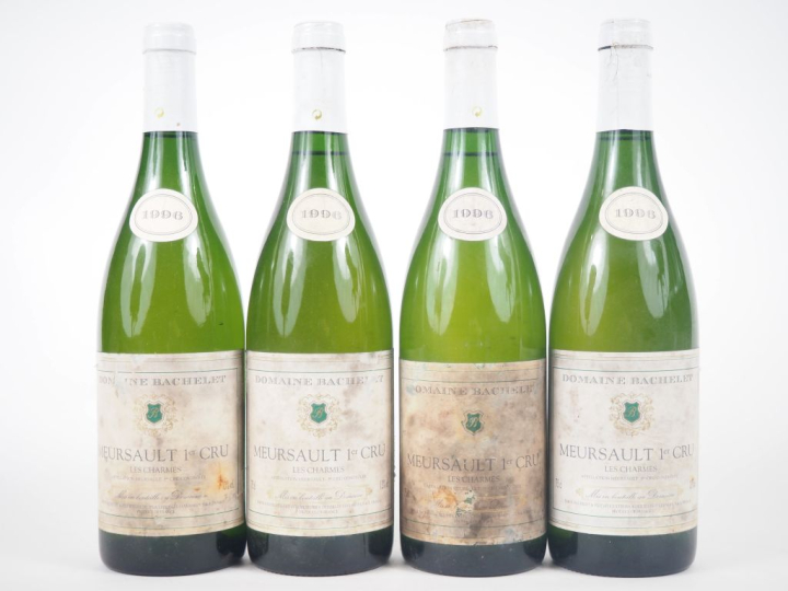 4 BOUTEILLES MEURSAULT 1er Cru "LES CHARMES" DOMAINE BACHELET - 1996 -