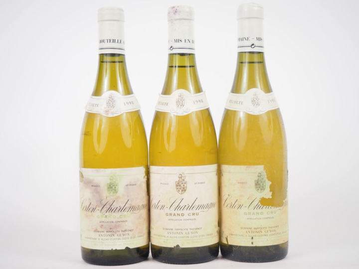 3 BOUTEILLES CORTON CHARLEMAGNE GC DOMAINE ANTONIN GUYON - 1998 - EA 