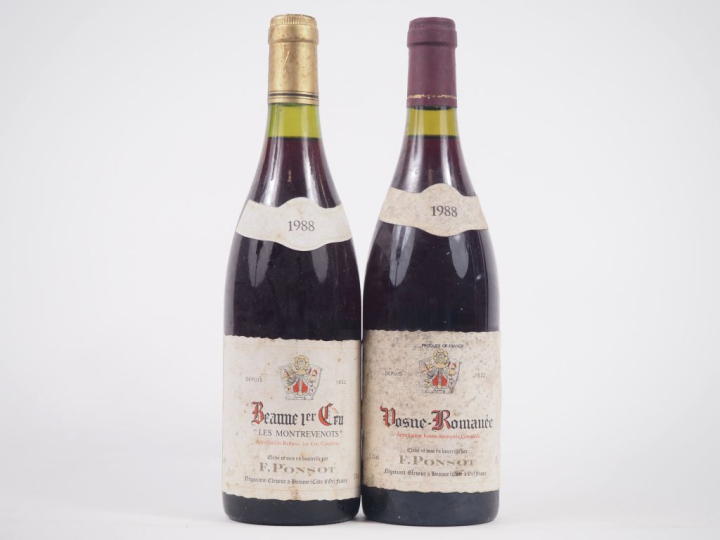 2 BOUTEILLES F. PONSOT 1988 : 1 BEAUNE 1er CRU "LES MONTREVENOTS" / 1 