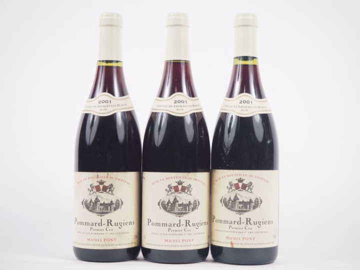 3 BOUTEILLES POMMARD RUGIENS 1er CRU MICHEL PONT CHÂTEAU - 2001 - ELS