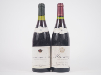 Vente aux enchères 2 BOUTEILLES : 1 GEVREY CHAMBERTIN 1er CRU FRED DE LAMARE - 1990 / 1 M