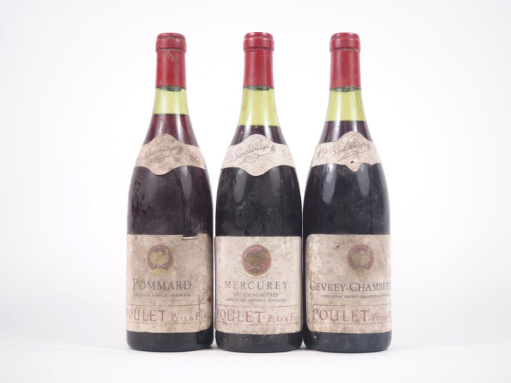 3 BOUTEILLES POULET PÈRE ET FILS - ES : 1 POMMARD - 1980 / 1 MERCUREY 