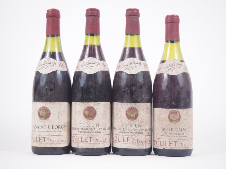 4 BOUTEILLES POULET PÈRE ET FILS 1985 : 1 NUITS ST GEORGES / 2 FIXIN /
