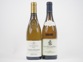 Vente aux enchères 2 BOUTEILLES ST JOSEPH BLANC : 1 "LES GRANILITES" M. CHAPOUTIER 2019 /