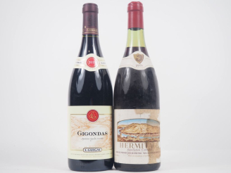 Vente aux enchères 2 BOUTEILLES : 1 GIGONDAS E.GUIGAL - 2019 / 1 HERMITAGE - 1979 - ET 