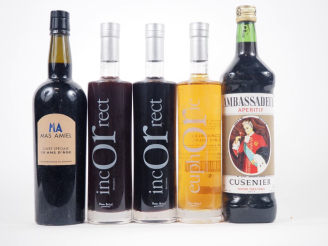 Vente aux enchères 5 BOUTEILLES : 1 MAS AMIEL 10 ANS D'AGE / 2 INCORECT DOM BRIAL / 1 EUP