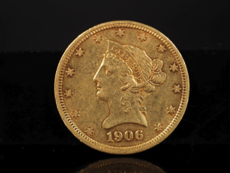 Vente aux enchères Pièce de 10 Dollars or, 1906. FRAIS ACHETEURS 10% HT.