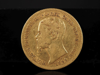 Vente aux enchères Pièce de 20 Lire or, 1859.  FRAIS ACHETEURS 10% HT.