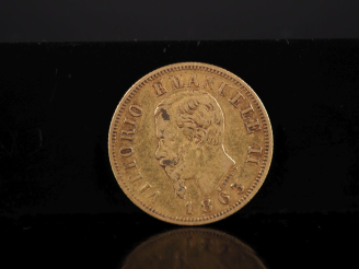 Vente aux enchères Pièce de 10 Lire or, Vittorio Emanuele II, 1863. FRAIS ACHETEURS 10% H