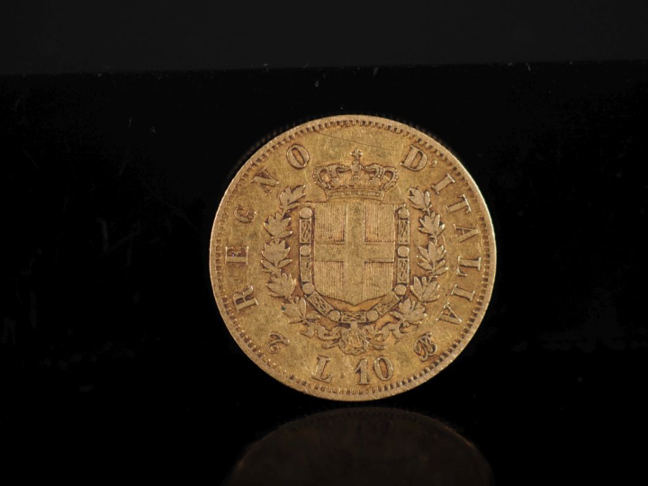 Pièce de 10 Lire or, Vittorio Emanuele II, 1863. FRAIS ACHETEURS 10% H