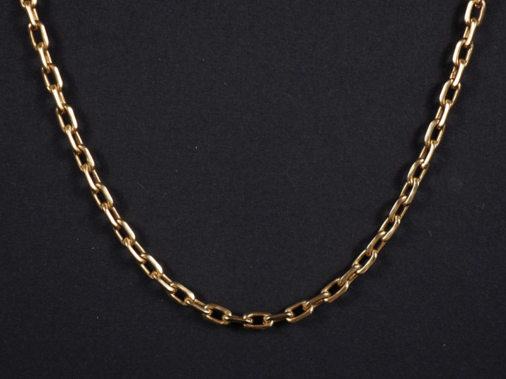 Chaine en or jaune 750, maille gourmette.  Long. 59 cm Poids. 19,48 g 