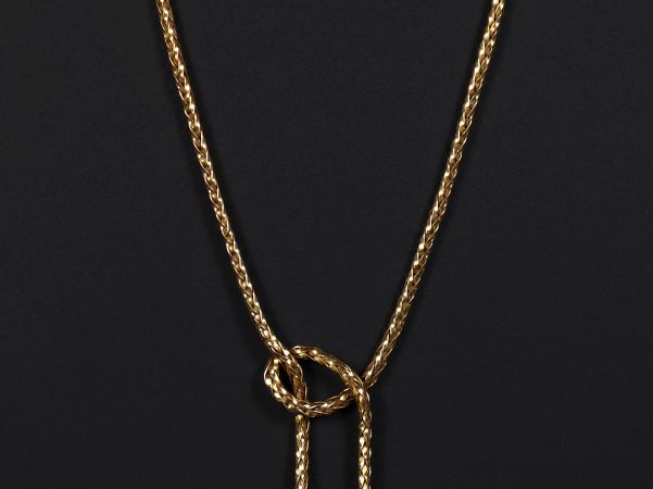 Ravissant collier en or jaune 750, maille ronde imitant une corde, ter