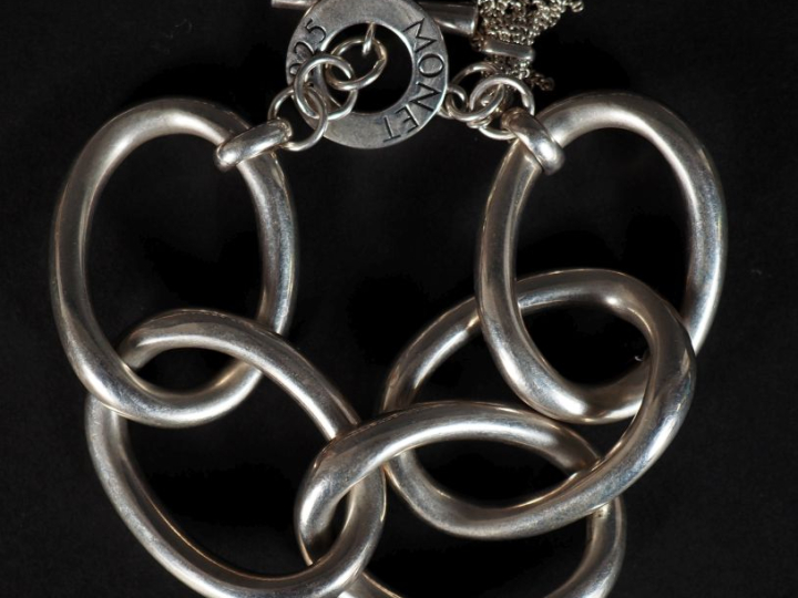 MONET Important bracelet en argent 925, à grands maillons ovales et ag