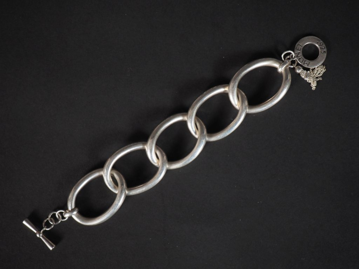 MONET Important bracelet en argent 925, à grands maillons ovales et ag