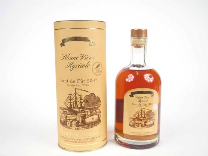 1 BOUTEILLE RHUM BIELLE BRUT DE FUT "MARIE GALANTE" - 2007  - MISE : 2