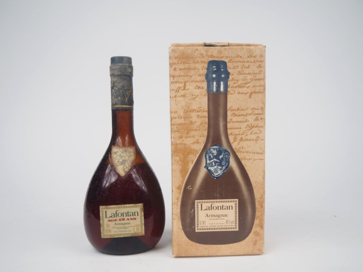 1 BOUTEILLE ARMAGNAC "13 ANS D'AGE" LAFONTAN  - NIVEAU BAS/BS/COFFRET 