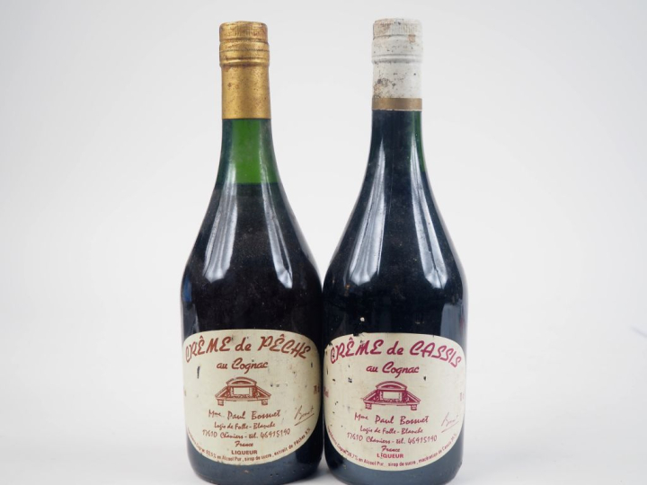 2 BOUTEILLES CREME DE CASSIS AU COGNAC P.BOSSUET