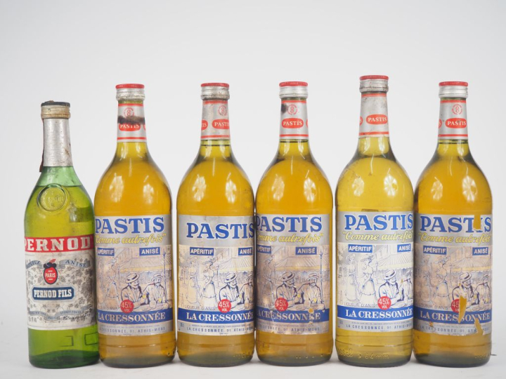 6 BOUTEILLES : 5 PASTIS LA CRESSONNÉE / 1 PERNOD 