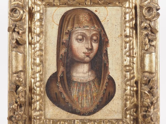 Ecole XVIIème.  "Sainte femme"  Huile sur toile Dim. 28,5 x 23 cm dans