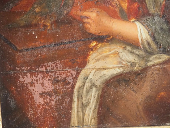 Ecole du Nord XIXème.  "personnages" Paire d'huiles sur panneau, dans 