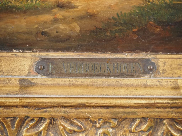 VERBOECKHOVEN. (attribué à) "Animaux" Huile sur toile Dim. 50,5 x 67 c