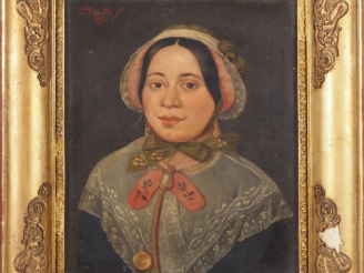 Vente aux enchères BARTHE.  "portraits de jeune fille" Paire d'huiles sur papier, dans le