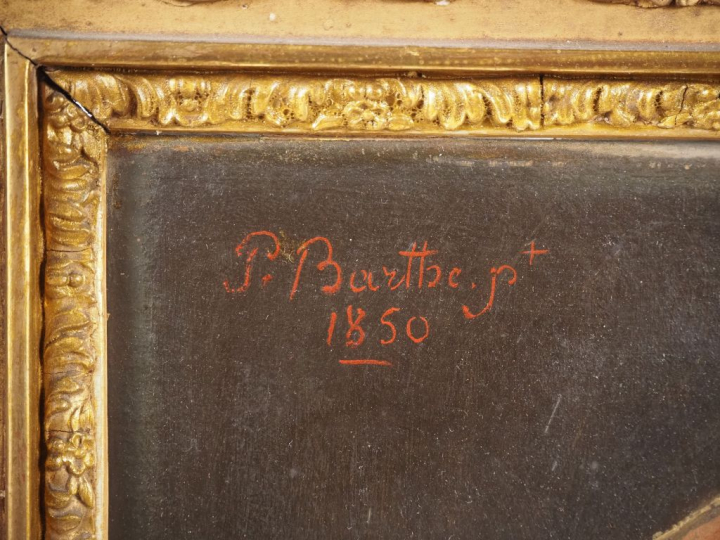 BARTHE.  "portraits de jeune fille" Paire d'huiles sur papier, dans le