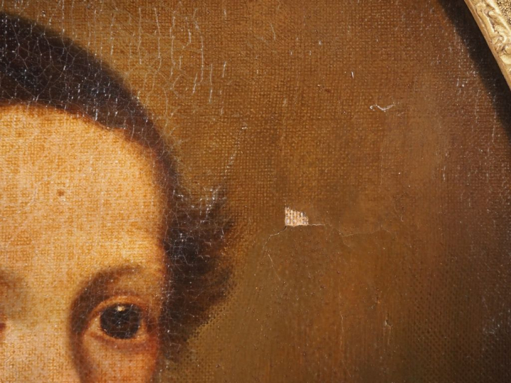 L. LEMARESQUIER.  "portrait d'enfant" Huile sur toile, signée en bas à