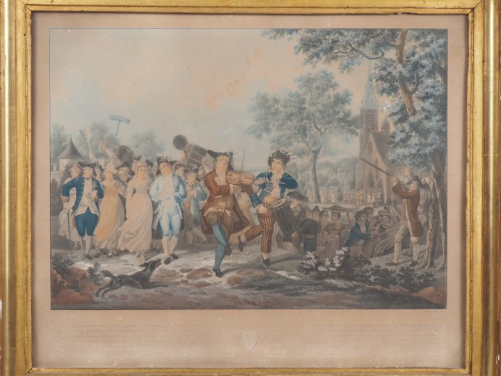 Suite de quatre gravures par Jazet d'après Le Comte "la demande en mar