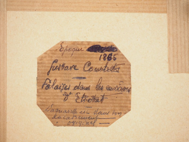 Ecole française XIXème.  "Falaises du pays de Caux" Aquarelle monogram