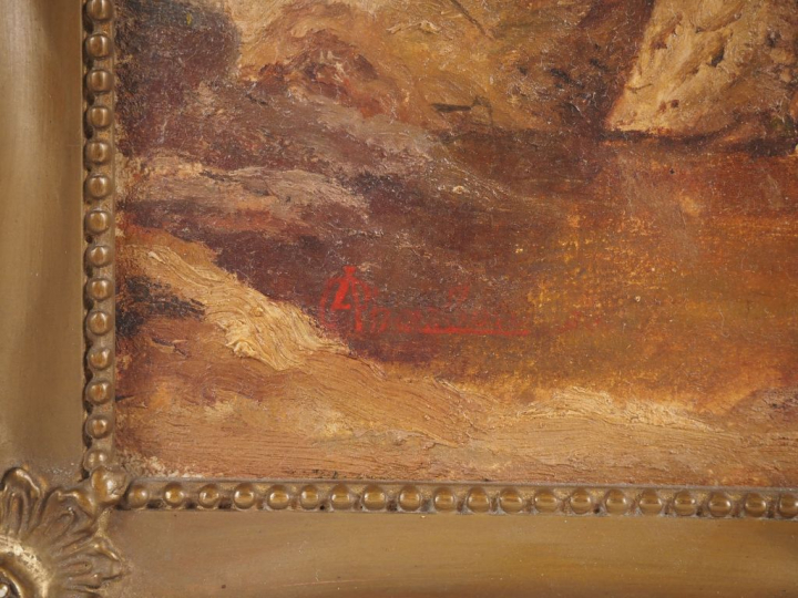 Ecole française. "sous bois" Huile sur carton, signée en bas à gauche 