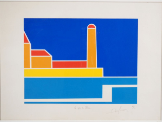 Vente aux enchères Ecole française Xxème. "Le port de Collioure" Lithographie signée en b