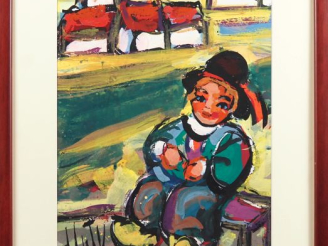 Vente aux enchères Henry D'ANTY. "Le breton" Gouache Dim. 46 x 27 cm