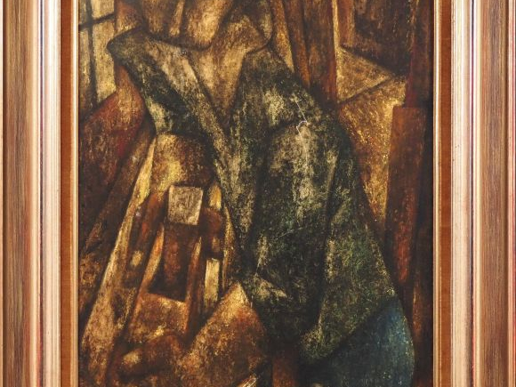 Francisco BAJEN.  "Le menuisier" Huile sur toile, signée en bas à droi