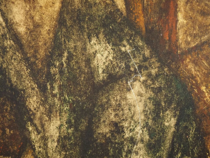 Francisco BAJEN.  "Le menuisier" Huile sur toile, signée en bas à droi